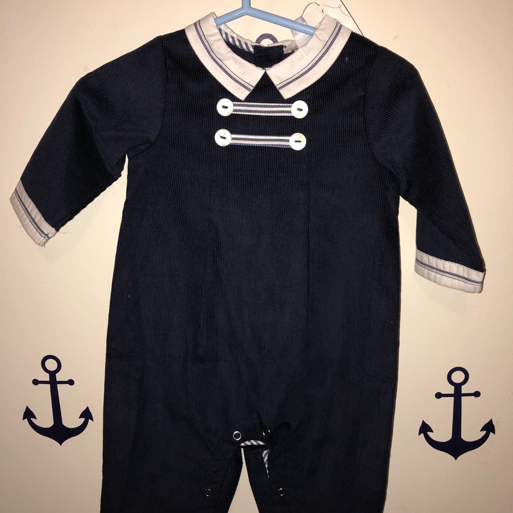 Baby Boy Corduroy One Piece Sailor Suit